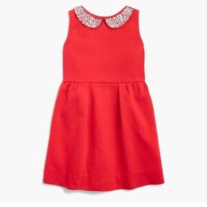 J.Crew Girls Rhinestone Jeweled Collar Red Dress Size 4